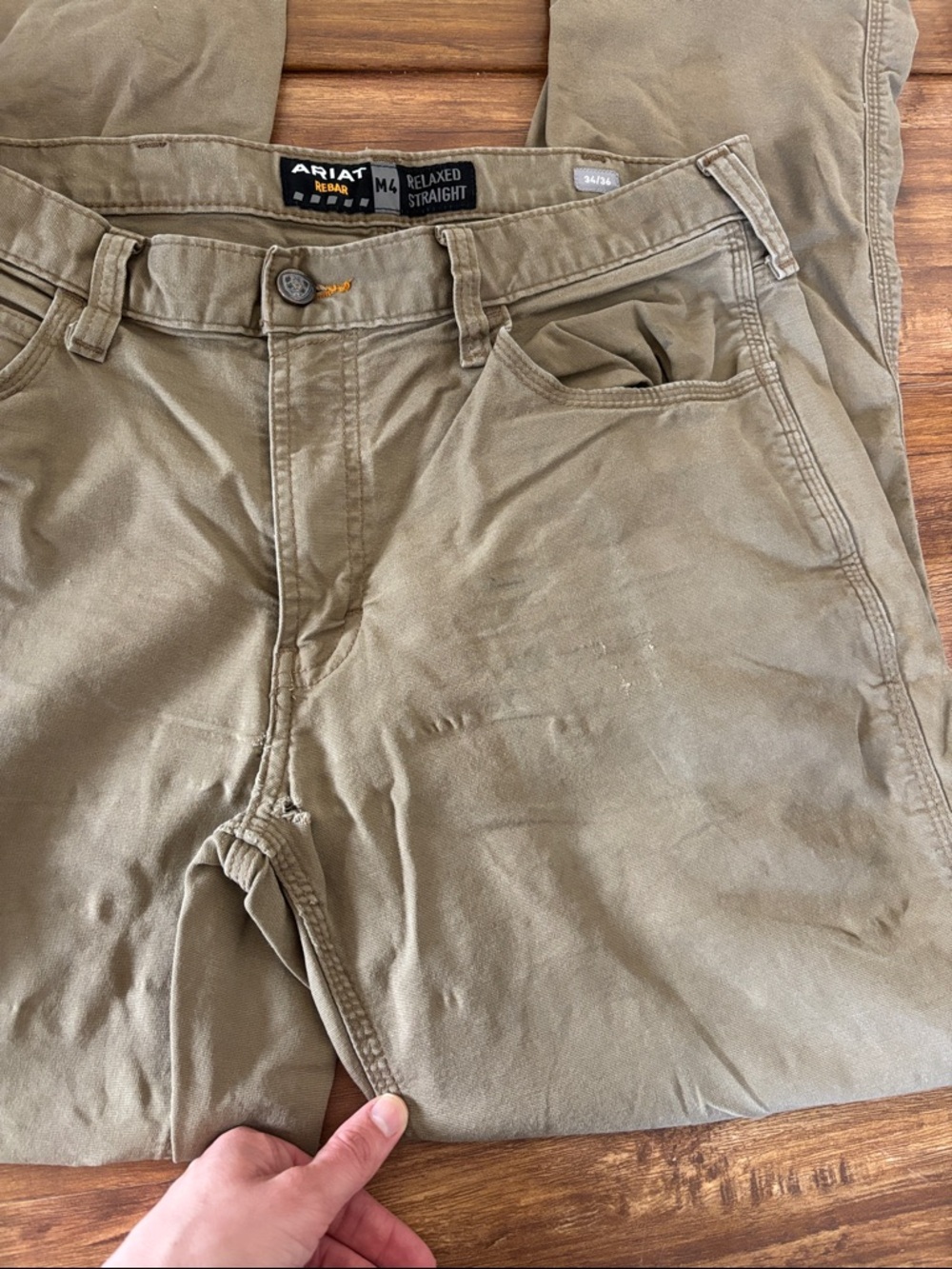 Ariat Rebar M4 Men's Relaxed Straight Tan Utility Work Pants 34/36 - Picture 3 of 4